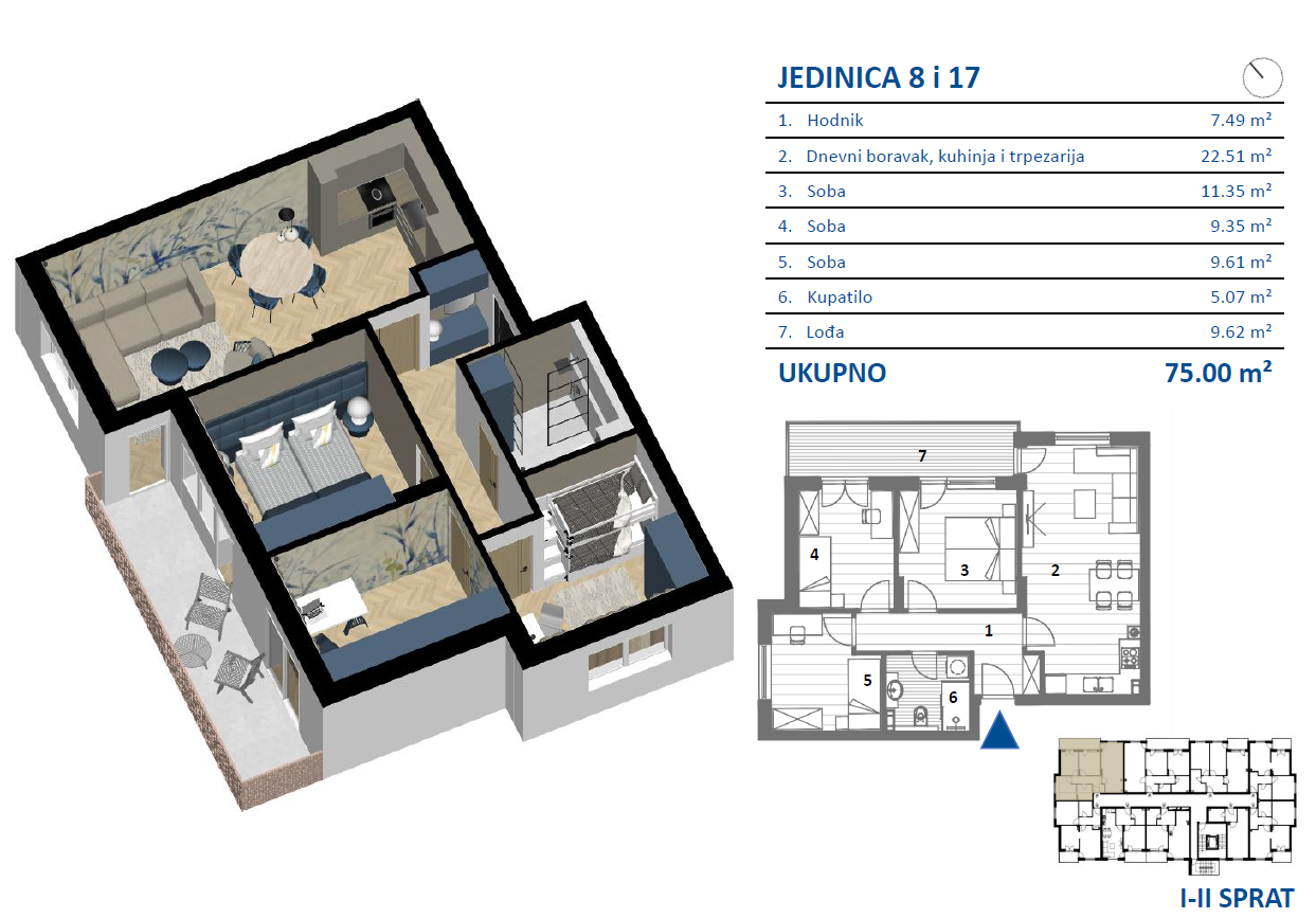 Tlocrt stana JEDINICA 8