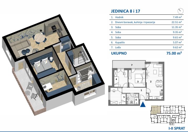 Tlocrt stana JEDINICA 17