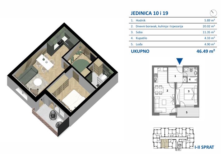 Tlocrt stana JEDINICA 19