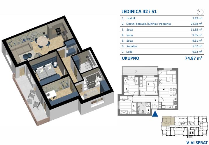 Tlocrt stana JEDINICA 42