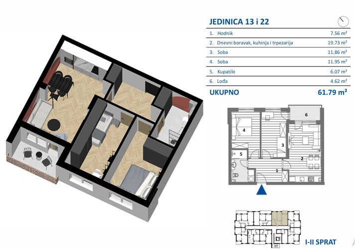 Tlocrt stana JEDINICA 22