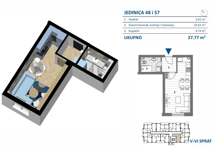 Tlocrt stana JEDINICA 57