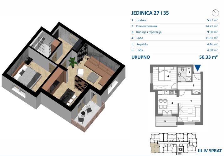 Tlocrt stana JEDINICA 35