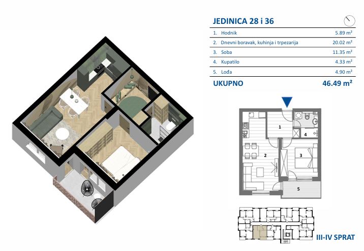 Tlocrt stana JEDINICA 28