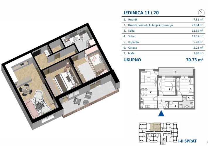 Tlocrt stana JEDINICA 20