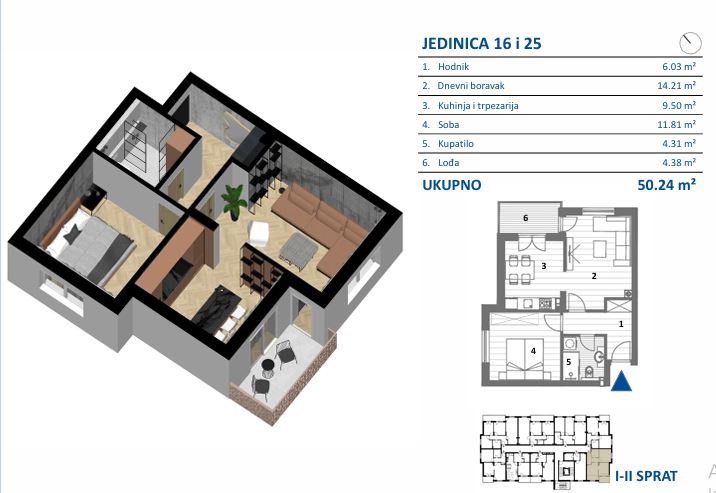 Tlocrt stana JEDINICA 25