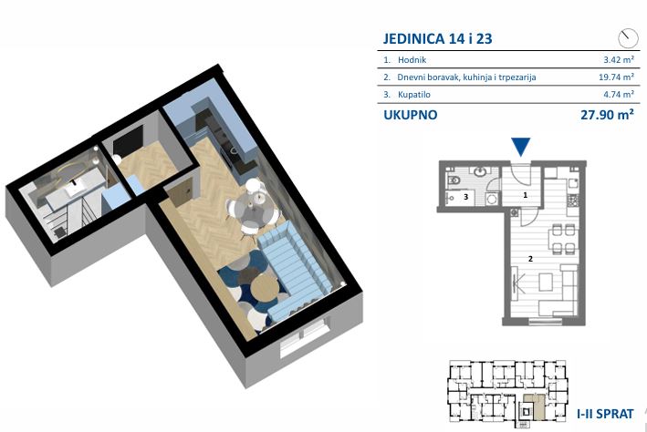 Tlocrt stana JEDINICA 23