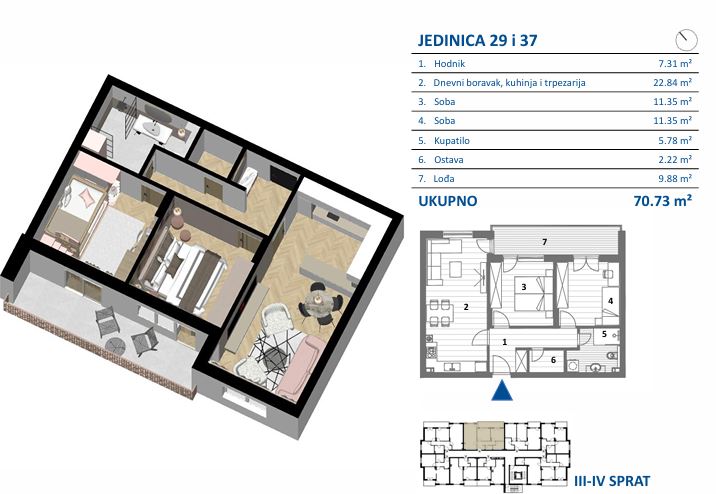 Tlocrt stana JEDINICA 29