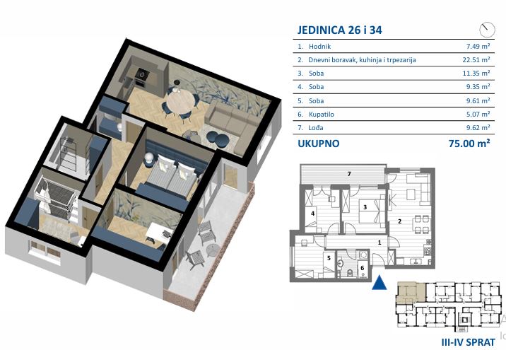 Tlocrt stana JEDINICA 34