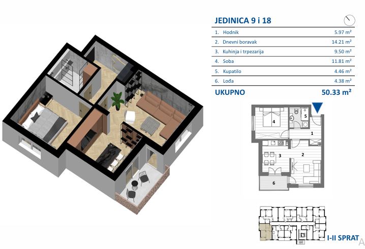 Tlocrt stana JEDINICA 18